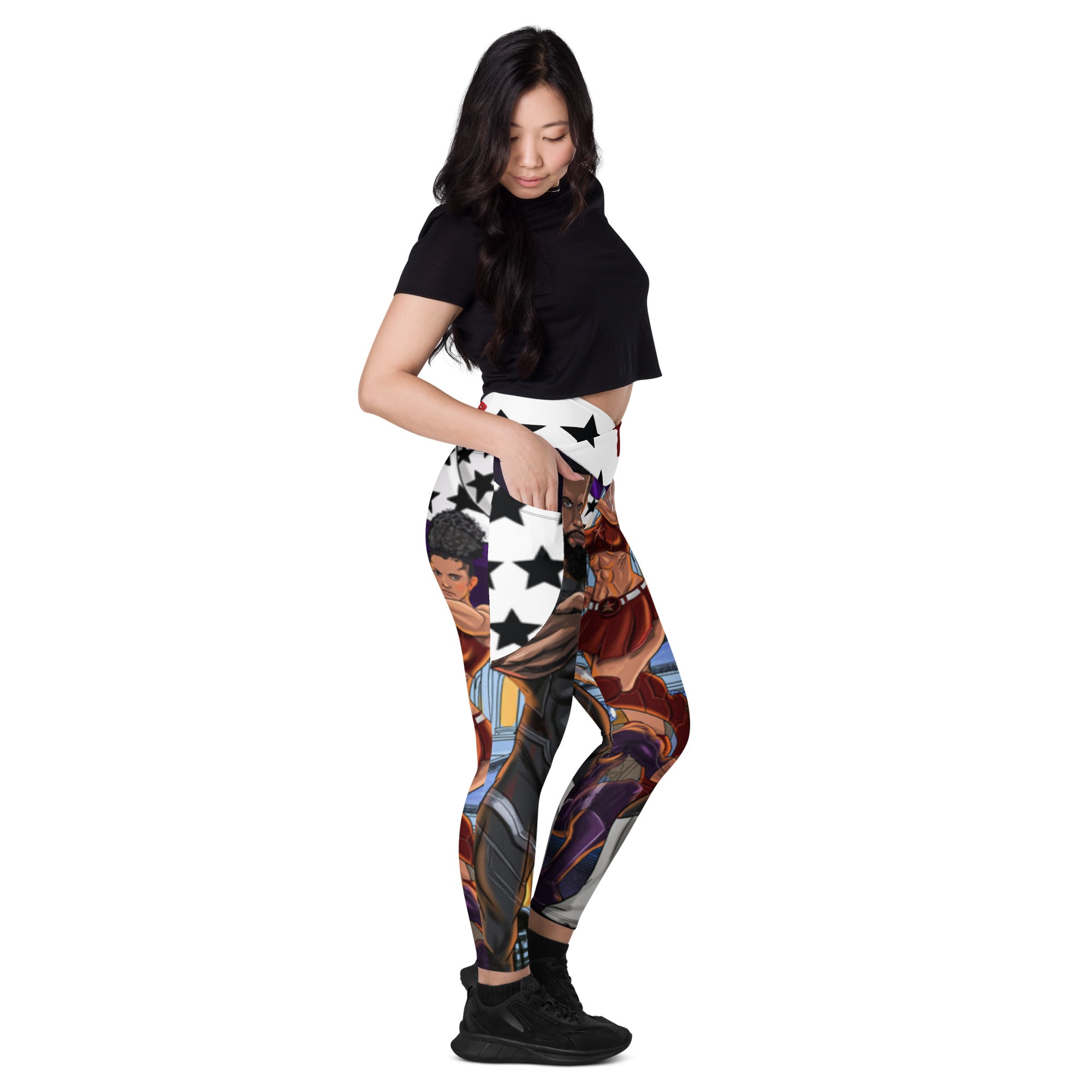 Crossover leggings with pockets